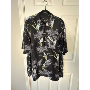 Tommy Bahama Silk Shirt Tropical‎ Floral Button Up Short Sleeve Resort Wear XL